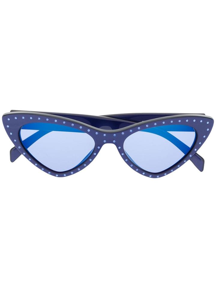Moschino Eyewear Embellished Cat Eye Sunglasses - Blue