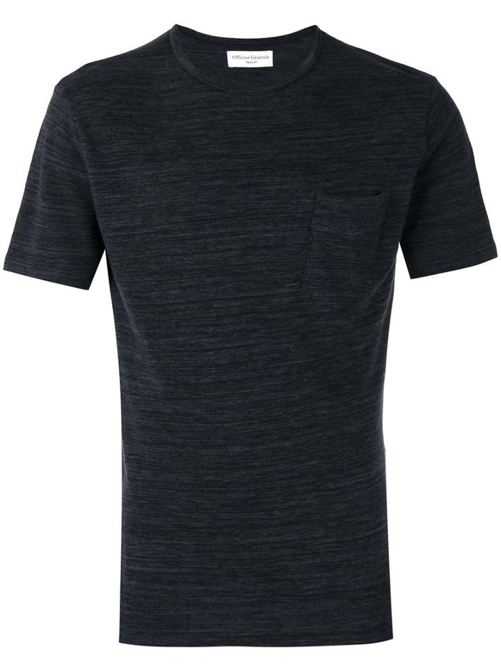 Officine Generale Front Pocket T-shirt, Men's, Size: Medium, Black, Cotton
