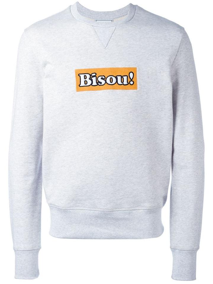 Ami Paris Embroidered Bisou! Sweatshirt - Grey
