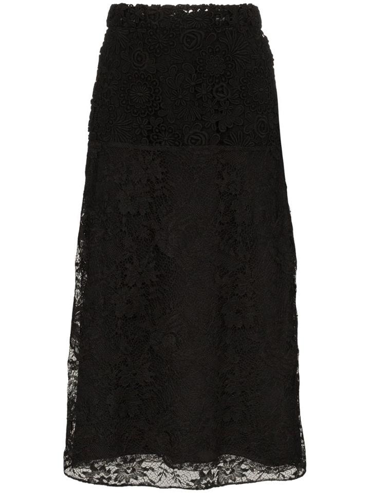 Prada Lace Pencil Skirt - Black