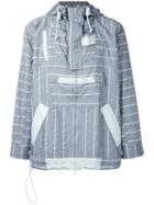 Sacai - Stripe Panel Hooded Jacket - Men - Cotton/linen/flax/polyester - 1, Grey, Cotton/linen/flax/polyester