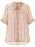 No21 Sheer Embroidered Shirt - Nude & Neutrals