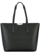 Twin-set Logo Plaque Tote, Black, Leather