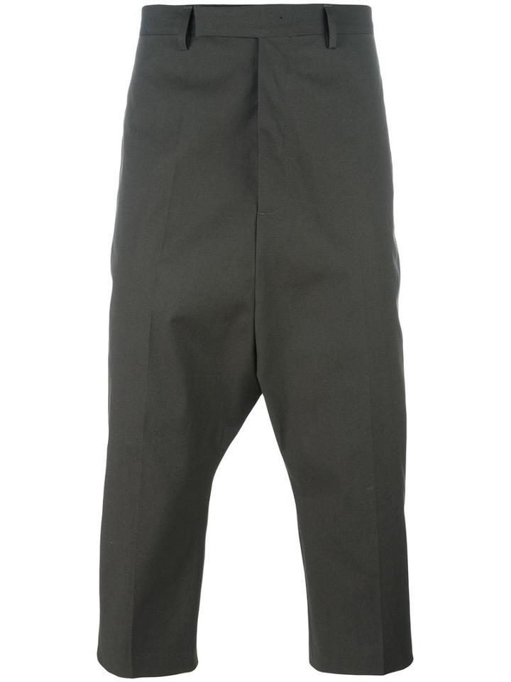 Rick Owens Drop-crotch Cropped Trousers, Men's, Size: 52, Grey, Cotton/rubber/cupro