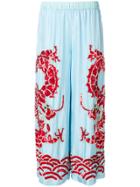 P.a.r.o.s.h. Embroidered Dragon Trousers - Blue