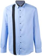 Msgm Colour Block Shirt, Men's, Size: 39, Blue, Cotton/polyamide/wool