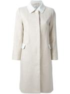Carven Gingham Collar Coat, Women's, Size: 42, Nude/neutrals, Cotton/acetate/viscose/linen/flax