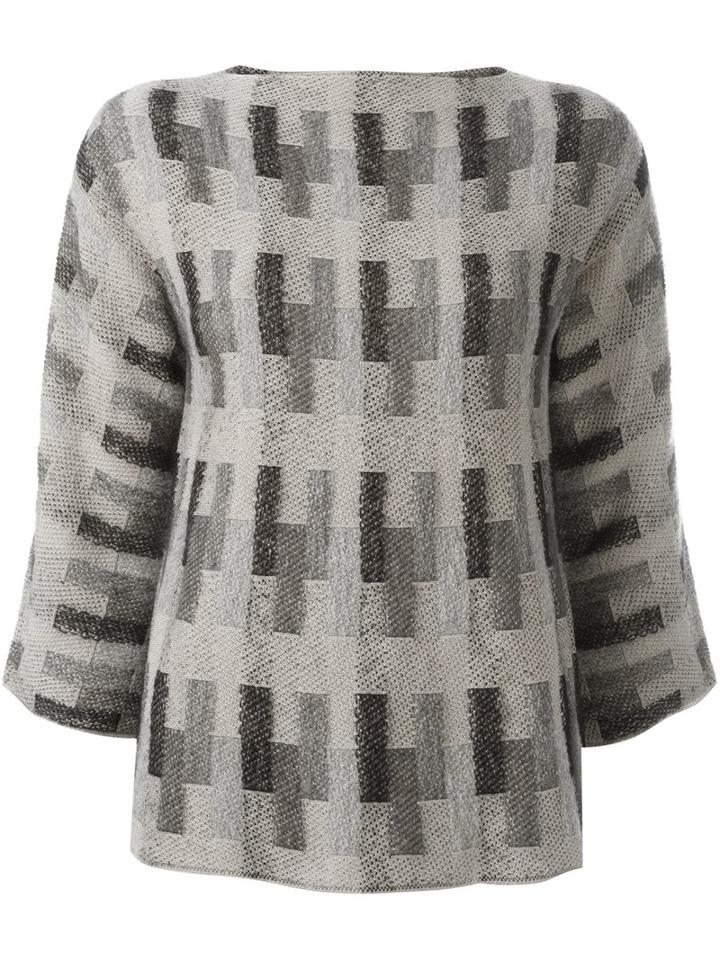Giorgio Armani Checked Pattern Jumper, Women's, Size: 44, Nude/neutrals, Polyamide/cashmere/mohair/virgin Wool
