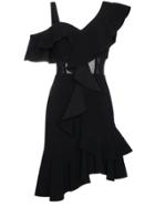 Proenza Schouler Silk Asymmetric Mini Dress With Ruffles - Black