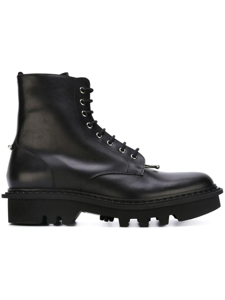 Neil Barrett Piercing Detail Boots, Men's, Size: 44, Black, Leather/rubber