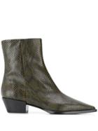 Aeyde Ruby Snake Print Ankle Boots - Green