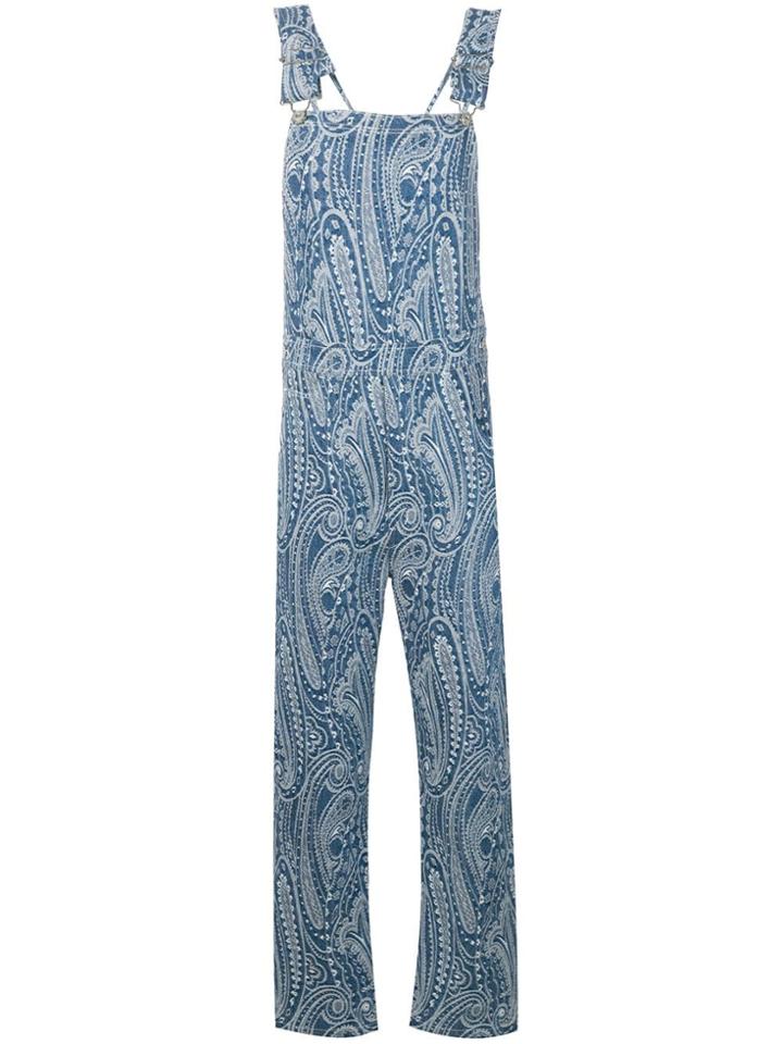Junya Watanabe Paisley Print Dungarees - Blue