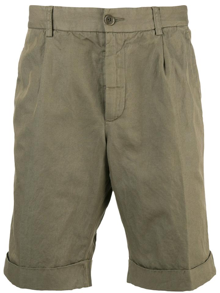 Aspesi - Turn Up Chino Shorts - Men - Cotton/linen/flax - 52, Green, Cotton/linen/flax
