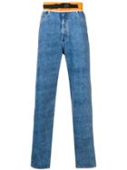 Maison Margiela Contrasting Waistband Straight-leg Jeans - Blue