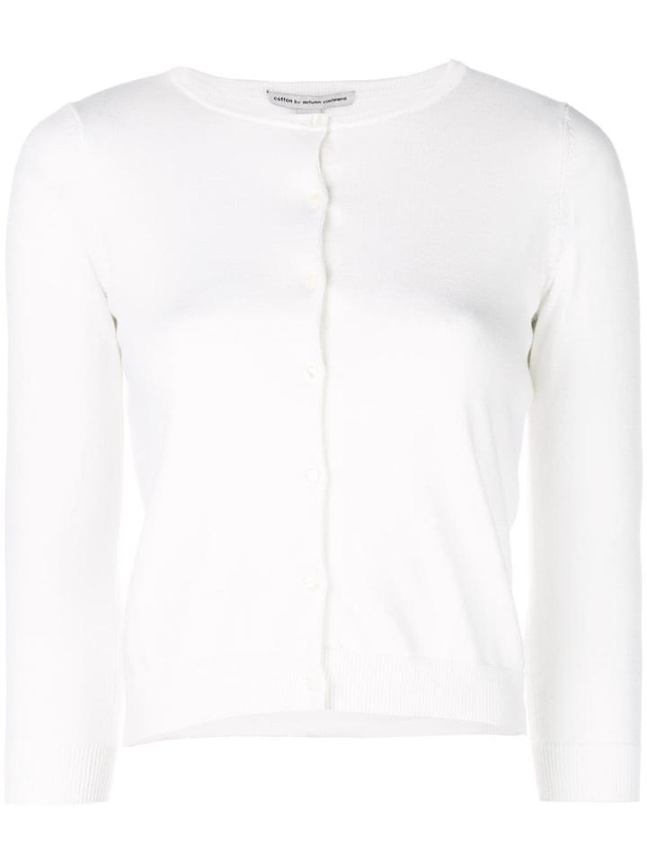 Autumn Cashmere Button Fitted Cardigan - White