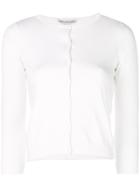 Autumn Cashmere Button Fitted Cardigan - White