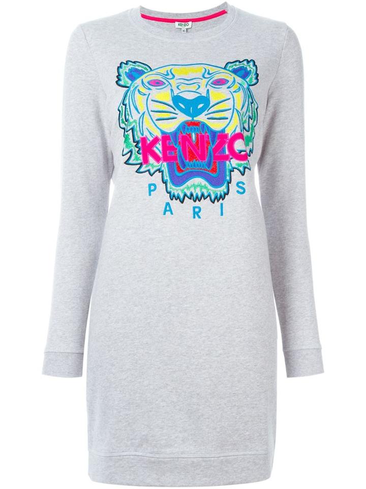 Kenzo 'tiger' Sweatshirt Dress, Women's, Size: Medium, Grey, Cotton