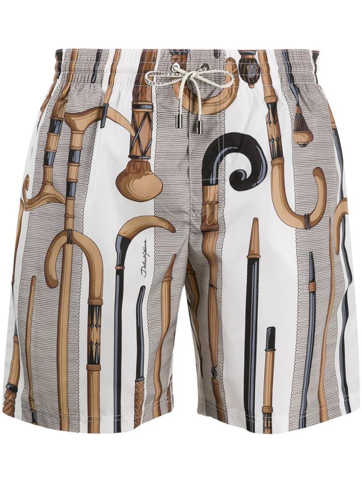 Dolce & Gabbana Graphic Print Swim Shorts - White