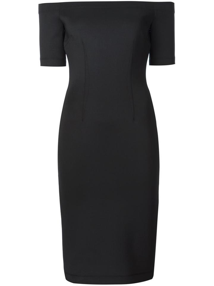 Yigal Azrouel Off-shoulder Scuba Dress, Women's, Size: 8, Black, Polyester/spandex/elastane