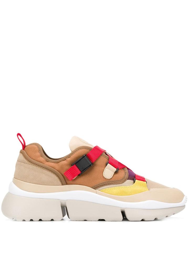 Chloé Colour Block Chunky Sneakers - Brown