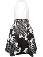 Halston Heritage - Flared Halter-neck Dress - Women - Polyester - 6, White, Polyester