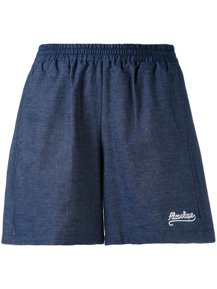 Alcoolique - Chambray 'jump' Shorts - Women - Cotton - M, Blue, Cotton