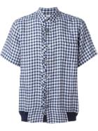 Sacai Gingham Shirt, Men's, Size: 3, Blue, Linen/flax/cotton/polyester