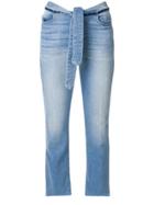 Frame Denim Belted Cropped Jeans - Blue