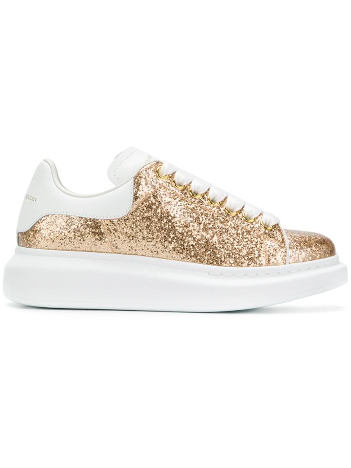 Alexander Mcqueen Glitter Oversized Sole Sneaker - Metallic