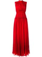 Maison Rabih Kayrouz Pleated Long Dress, Women's, Size: 38, Red, Silk