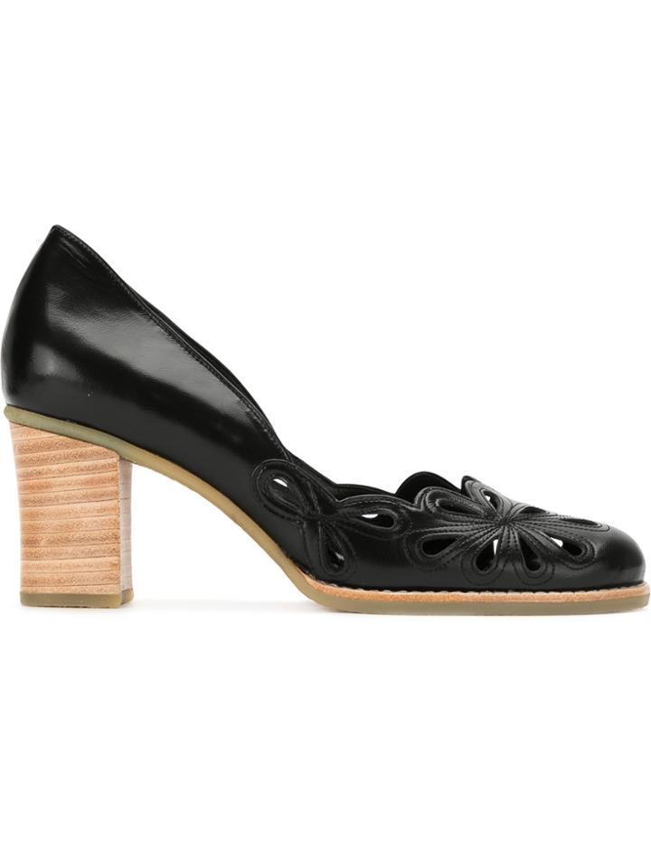 Sarah Chofakian Cut Out Details Pumps - Black