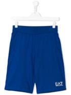 Ea7 Kids Logo Print Track Shorts - Blue