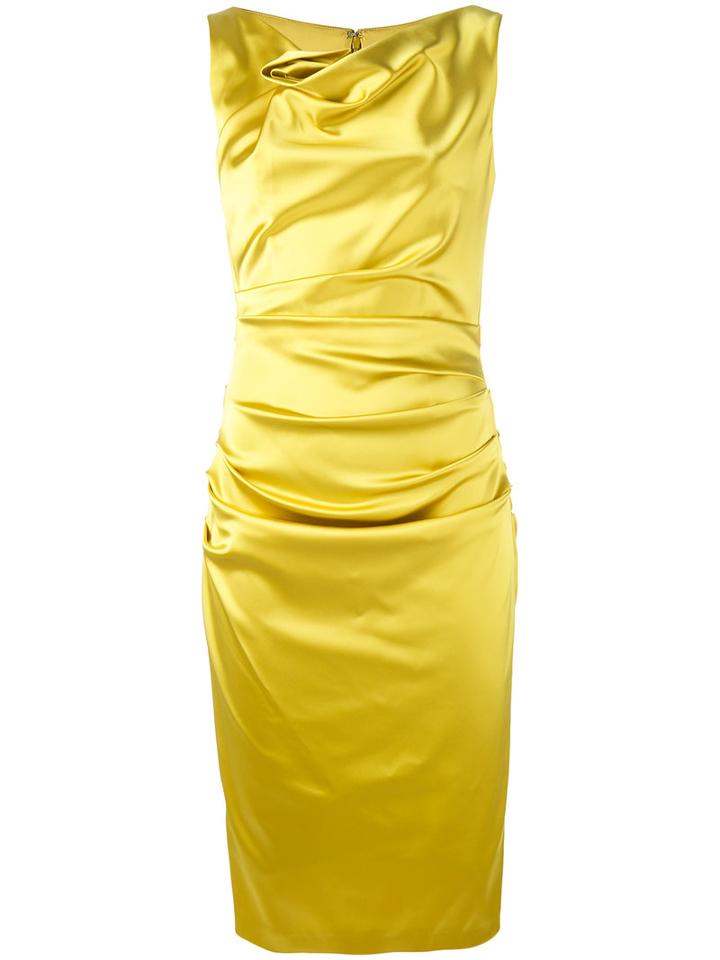Talbot Runhof - Draped Cowl-neck Dress - Women - Polyamide/polyester/spandex/elastane/viscose - 42, Yellow/orange, Polyamide/polyester/spandex/elastane/viscose