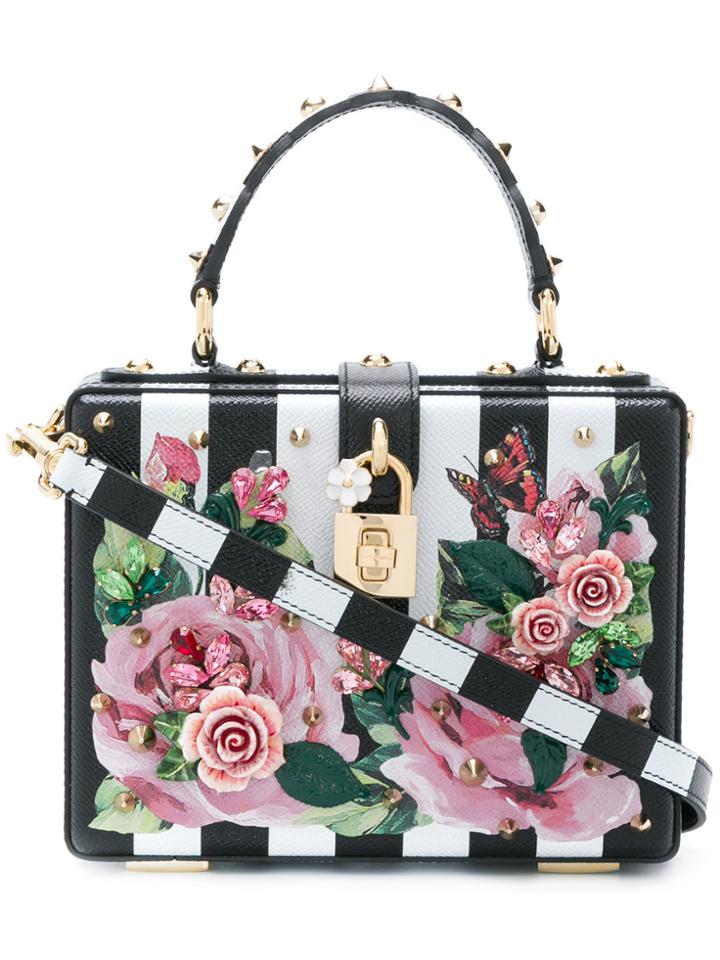 Dolce & Gabbana Rose Striped Box Bag - White