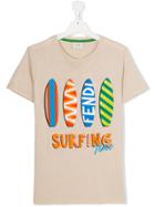 Fendi Kids Teen Surfing Print T-shirt - Nude & Neutrals