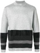 White Mountaineering Colour-block Striped Sweater - Grey