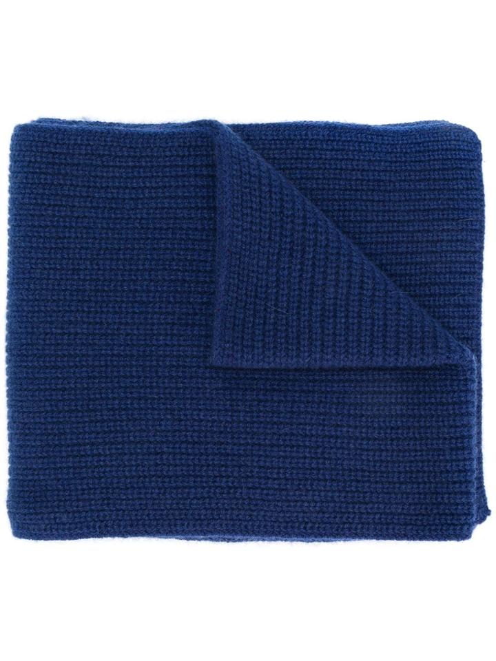 N.peal Ribbed Knitted Scarf - Blue