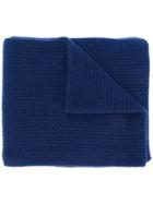 N.peal Ribbed Knitted Scarf - Blue