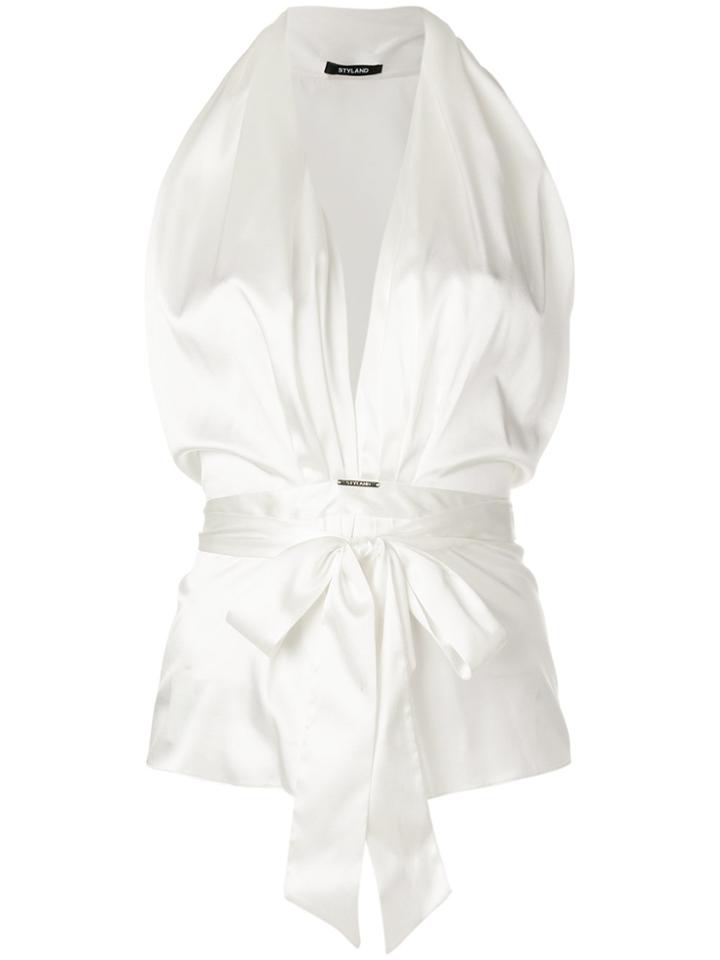 Styland Tie Waist Blouse - White