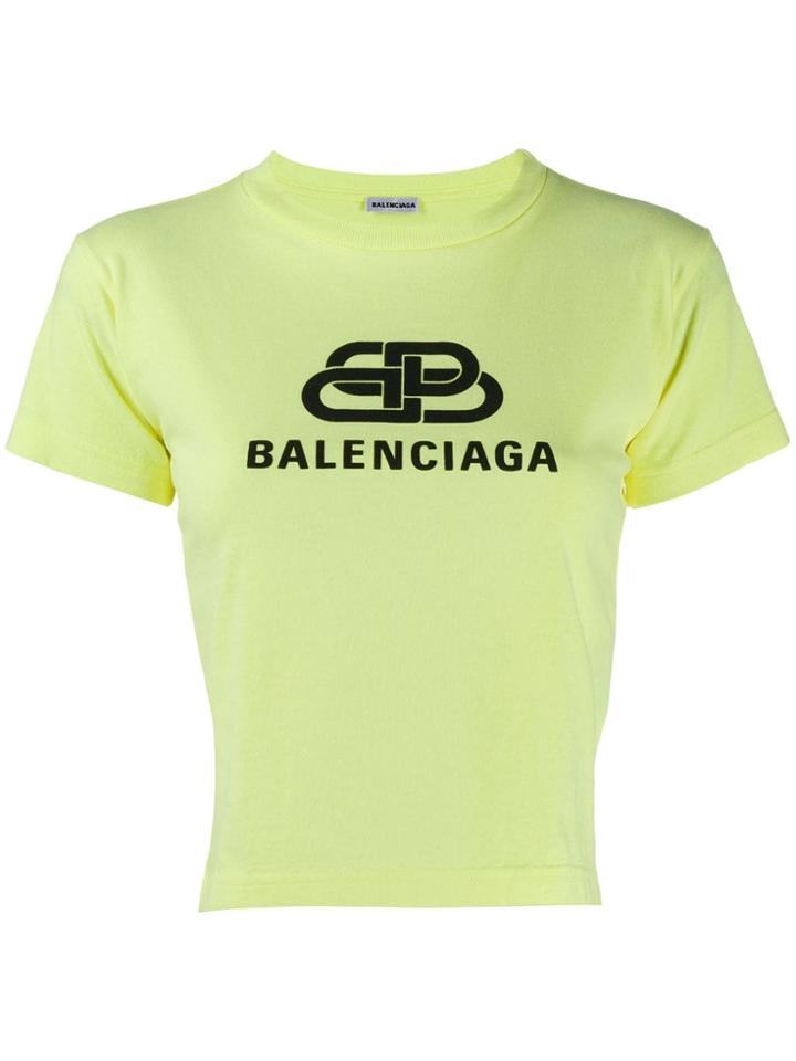 Balenciaga Cropped Logo T-shirt - Green