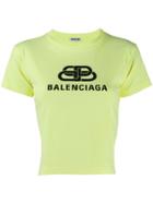 Balenciaga Cropped Logo T-shirt - Green