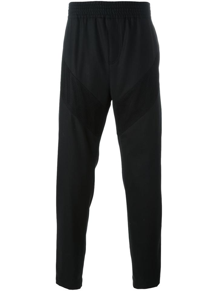 Givenchy Geometric Panelled Trousers, Men's, Size: 48, Black, Polyester/spandex/elastane/acetate/wool