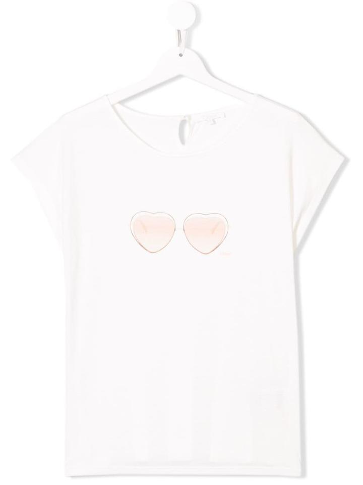Chloé Kids Teen Sunglasses Motif T-shirt - White