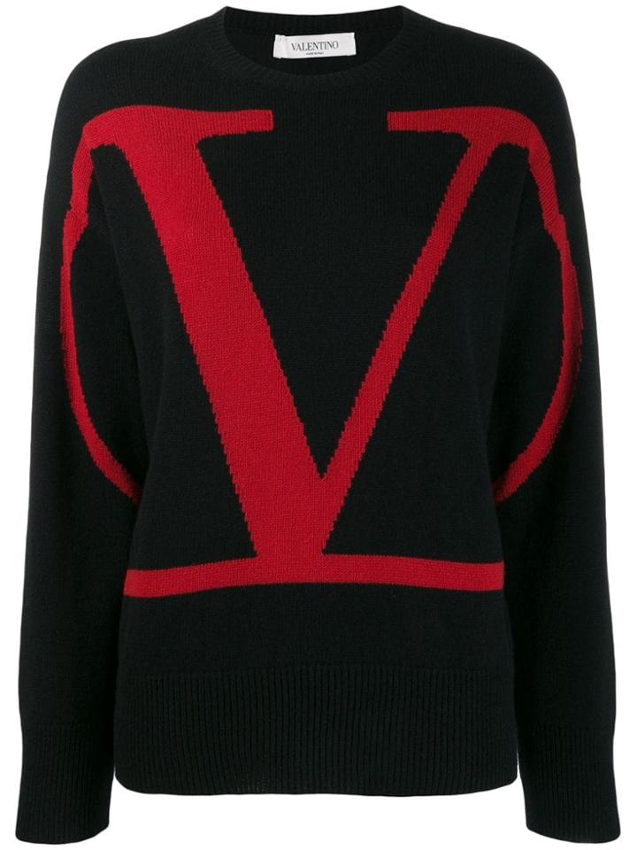 Valentino Cashmere Go Logo Sweater - Black