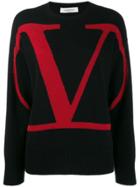 Valentino Cashmere Go Logo Sweater - Black