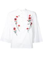 Muveil Embroidered Flower Blouse - White