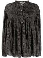 Isabel Marant Étoile Floral Print Peplum Swing Shirt - Black