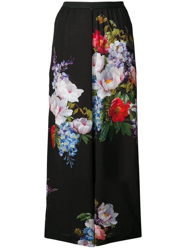 Antonio Marras Wide Leg Floral Trousers - Black