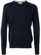 Brunello Cucinelli V-neck Sweater, Men's, Size: 56, Blue, Cotton