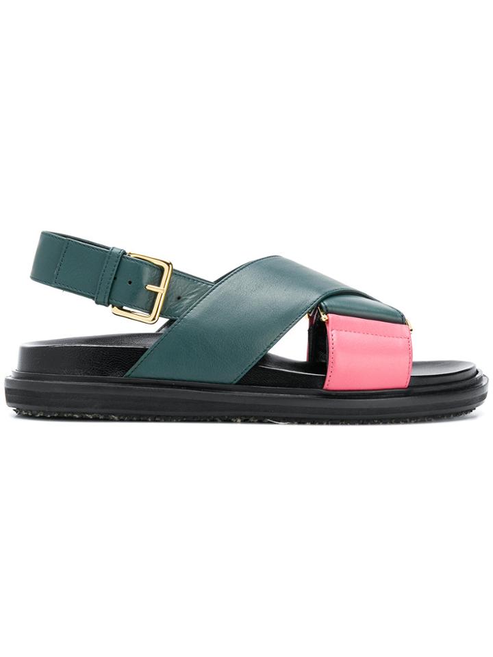Marni Fussbett Crossover Sandals - Green